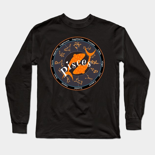 New Pisces zodiac sign Long Sleeve T-Shirt by designInk